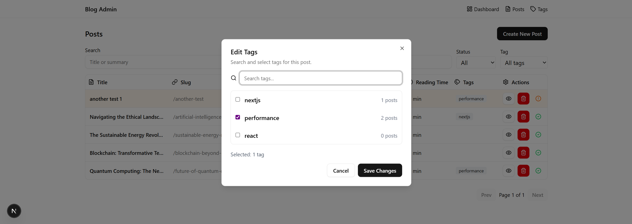 Edit post tags