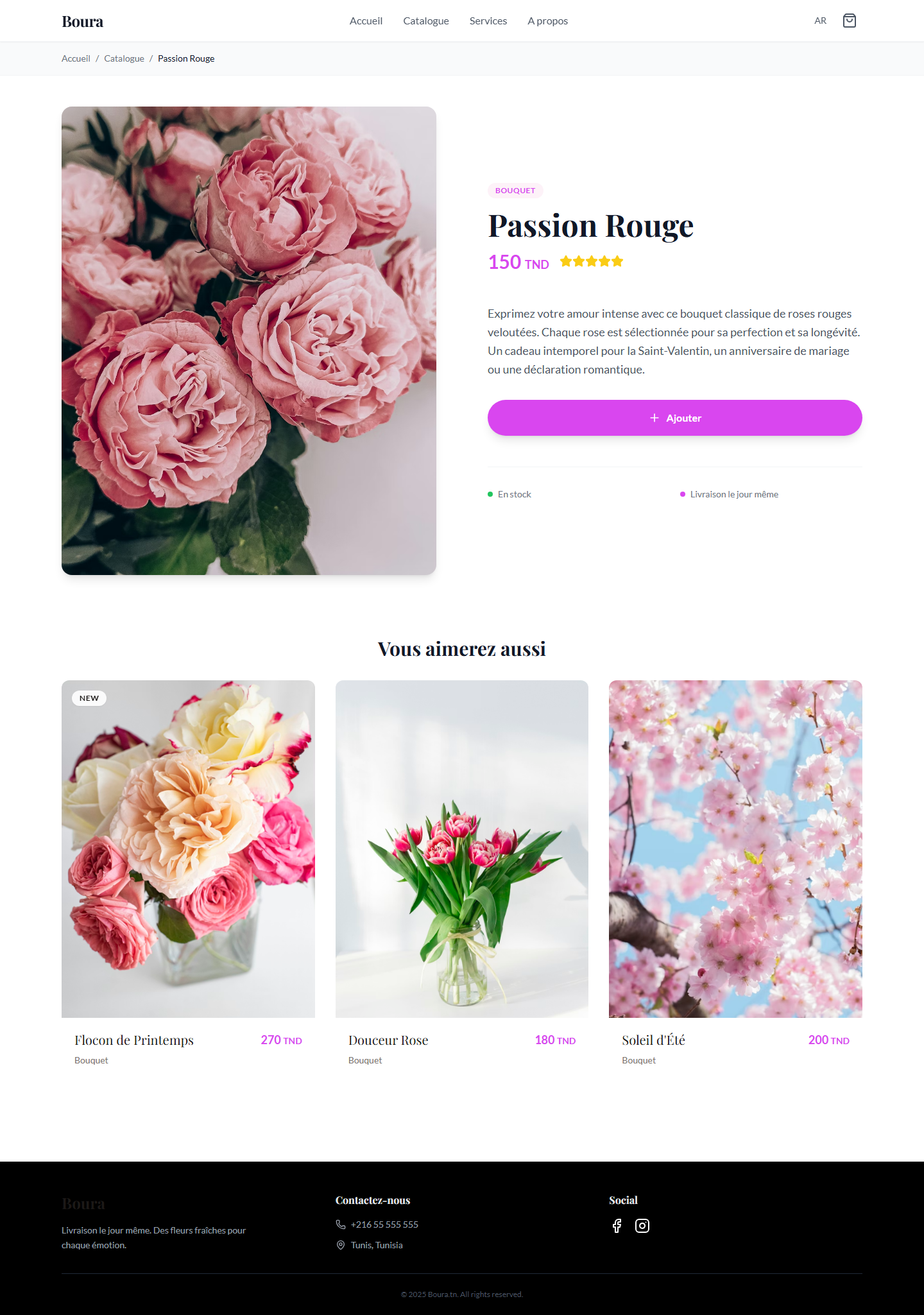 Boura Passion Rouge: Red lipstick swatch on a white background, with product name and shade.